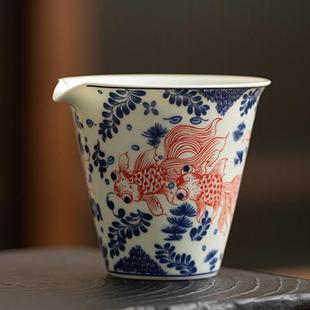 茗客公道杯陶瓷分茶器大号创意景德镇青花瓷匀杯功夫公杯茶具配件