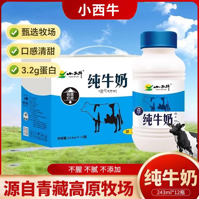 青海小西牛纯牛奶青藏奶源全脂学生儿童营养早餐奶整箱243ml*12瓶