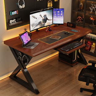 纯实木电脑桌家用卧室学习桌2026爆款双人书桌30MM加厚橡木办公桌