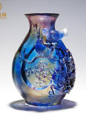 琉璃花瓶摆件客厅插花家居卧室水晶轻奢手工工艺品乔迁新居装饰品