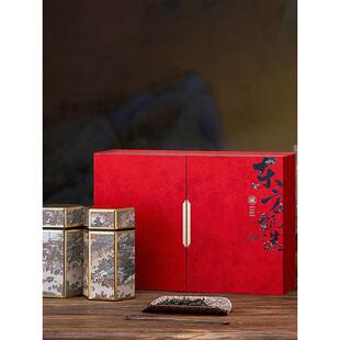 新品覆古国风茶叶包装盒半斤装马口铁茶叶罐红茶绿茶通用礼盒定制