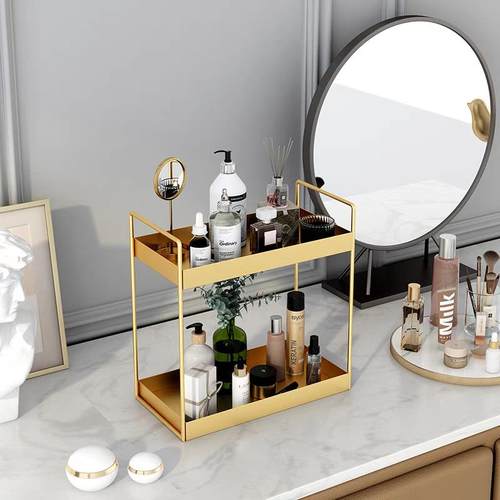 轻奢化妆品储物架桌面梳妆台护肤品储物架浴室水槽整理架