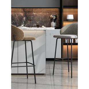 北欧轻奢吧台椅家用现代简约前台高脚凳布艺吧台凳吧椅设计师款