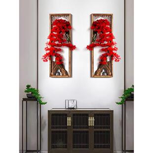 新中国风墙挂入口茶室客厅背景墙装饰画立体人造迎宾松墙装饰画