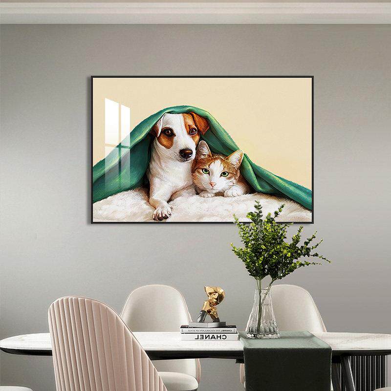 餐厅装饰画现代简约饭厅挂画单幅萌宠餐桌墙面壁画客厅背景墙画