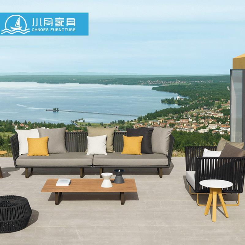 户外庭院沙发防晒防水花园露台休闲藤椅北欧露天餐厅卡座室外沙发