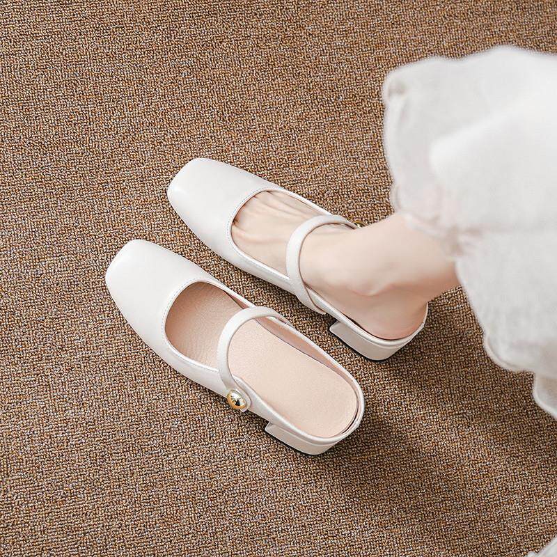 推荐配裙子凉鞋女款2026新款内增高玛丽珍单鞋粗跟包头半拖鞋高跟