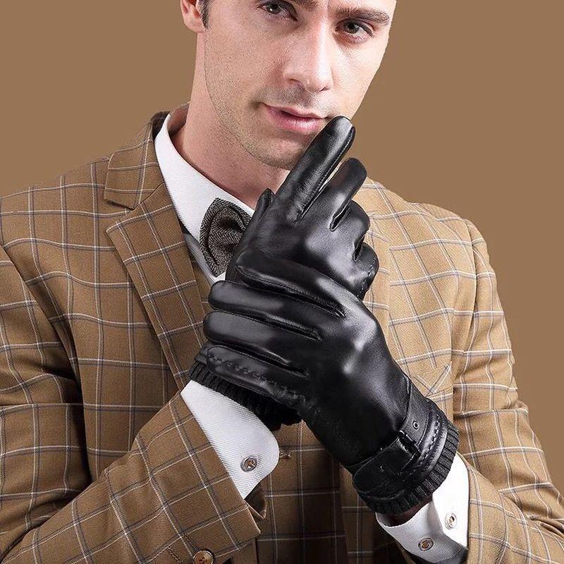 羊皮手套男士骑行冬季加绒
