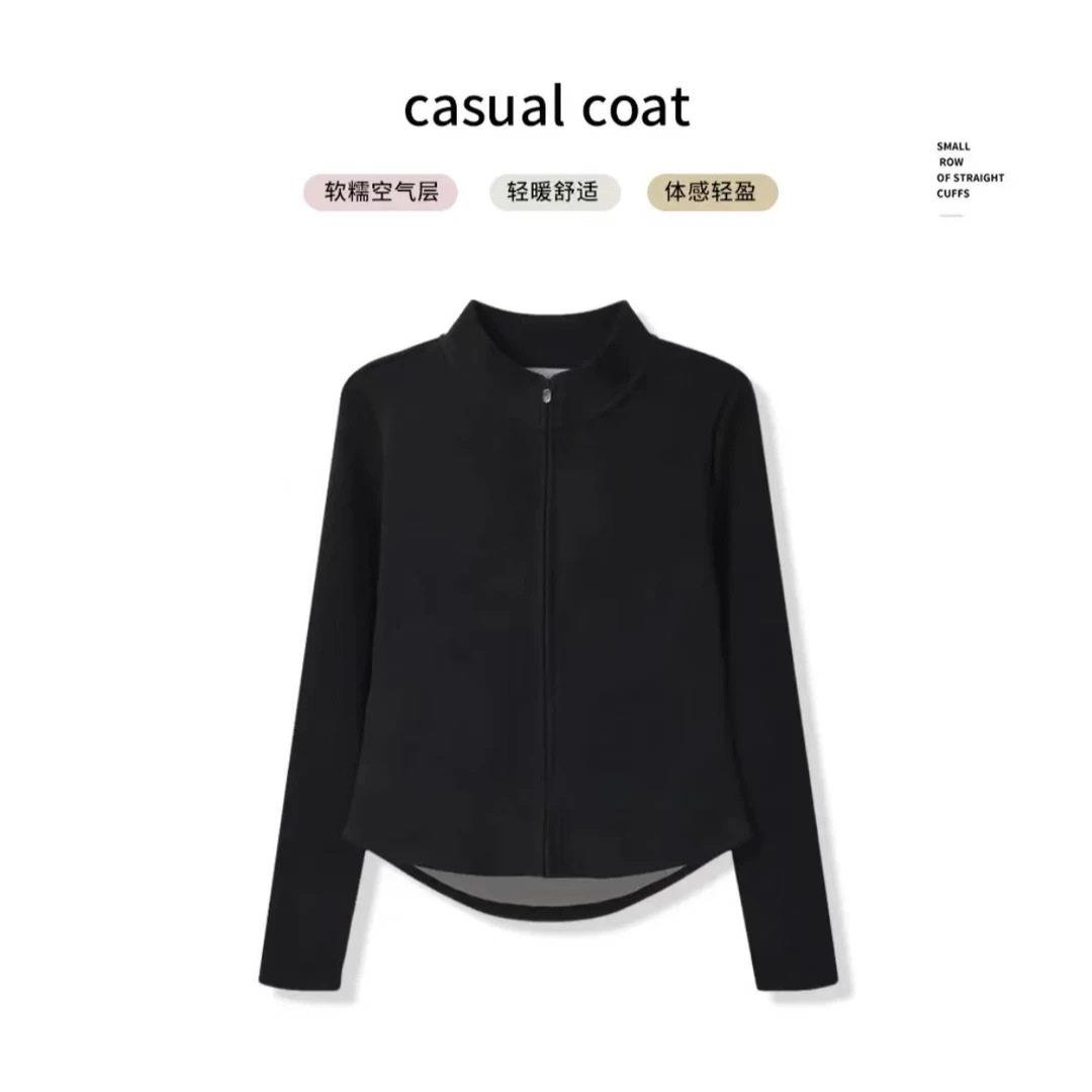 极速秋冬女士瑜伽服外套女修身拉链立领上衣自发热内搭保暖夹克上
