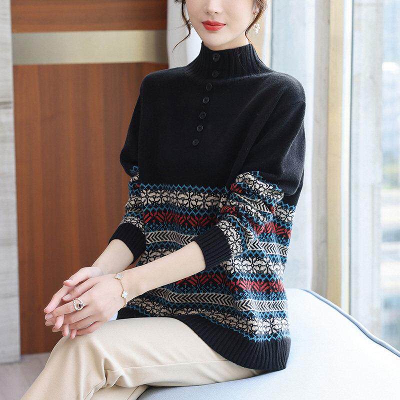 极速胖mm秋冬特大码半高领羊毛毛衣女宽松200斤遮肚子显瘦遮肉打