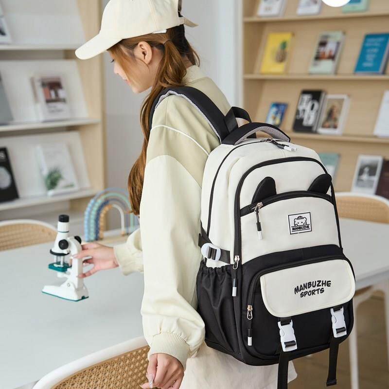 推荐书包女新款韩版原宿高中学生小学生护脊减负大容量双肩包多层