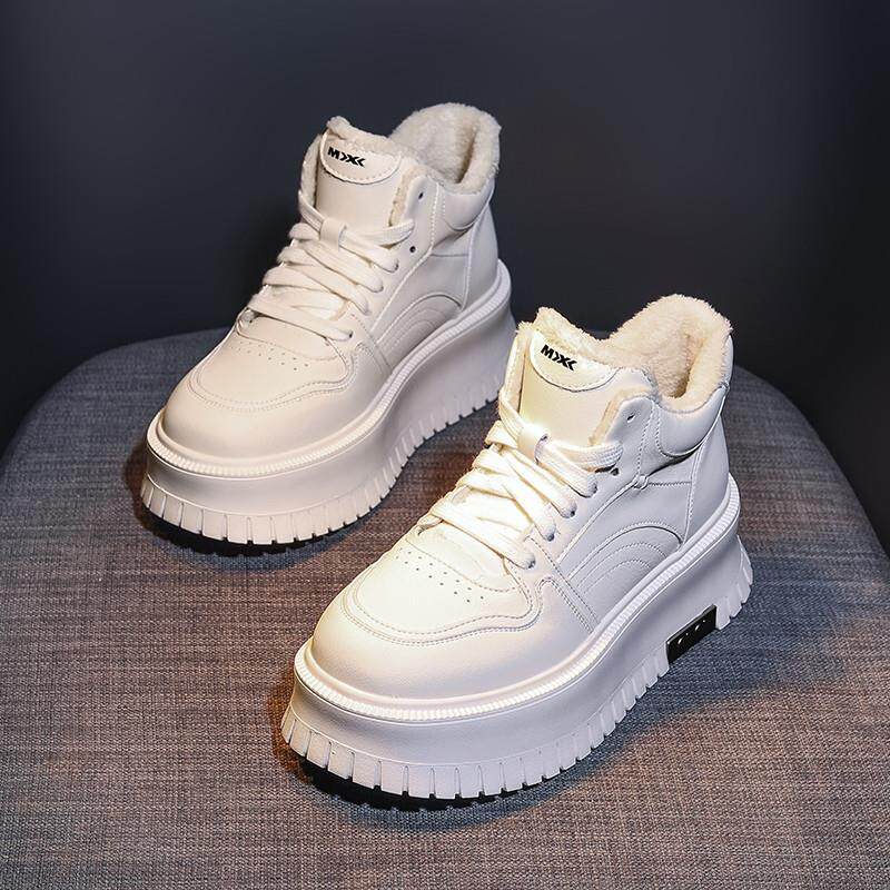 推荐真皮高帮小白鞋女2025秋季新款厚底增高休闲板鞋圆头松糕运动