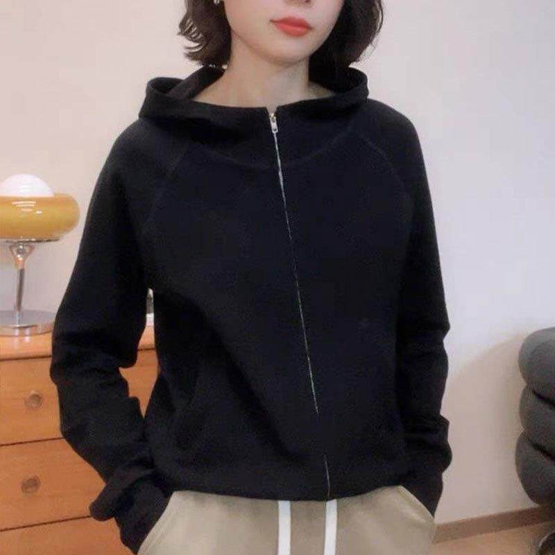 推荐紫色连帽卫衣女春秋2025年新款韩版宽松百搭休闲时尚拉链开衫