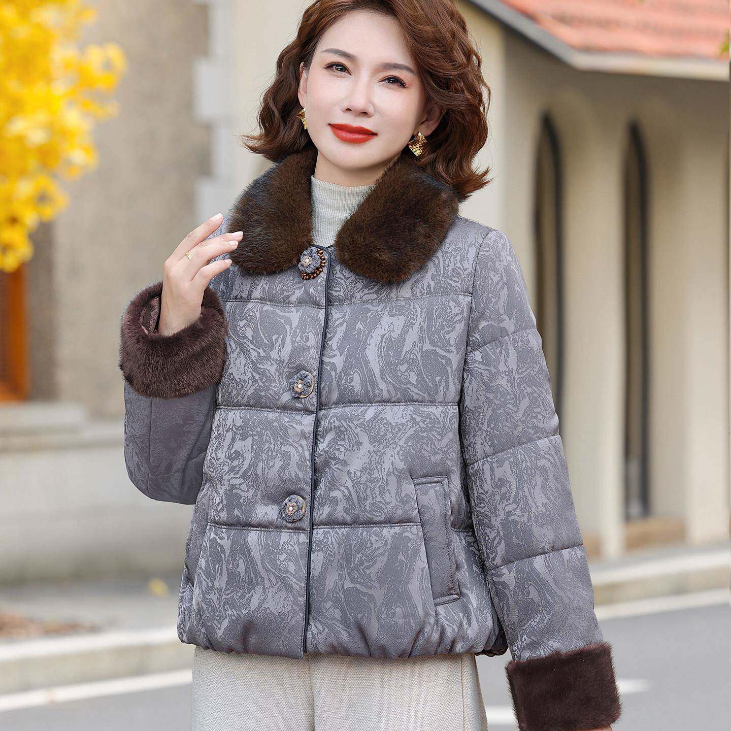极速妈妈冬装加棉保暖棉服上衣新款2026中老年人女装洋气加厚棉袄