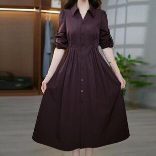 推荐时尚高级感轻奢长袖风衣连衣裙女秋季新款气质收腰显瘦中长款