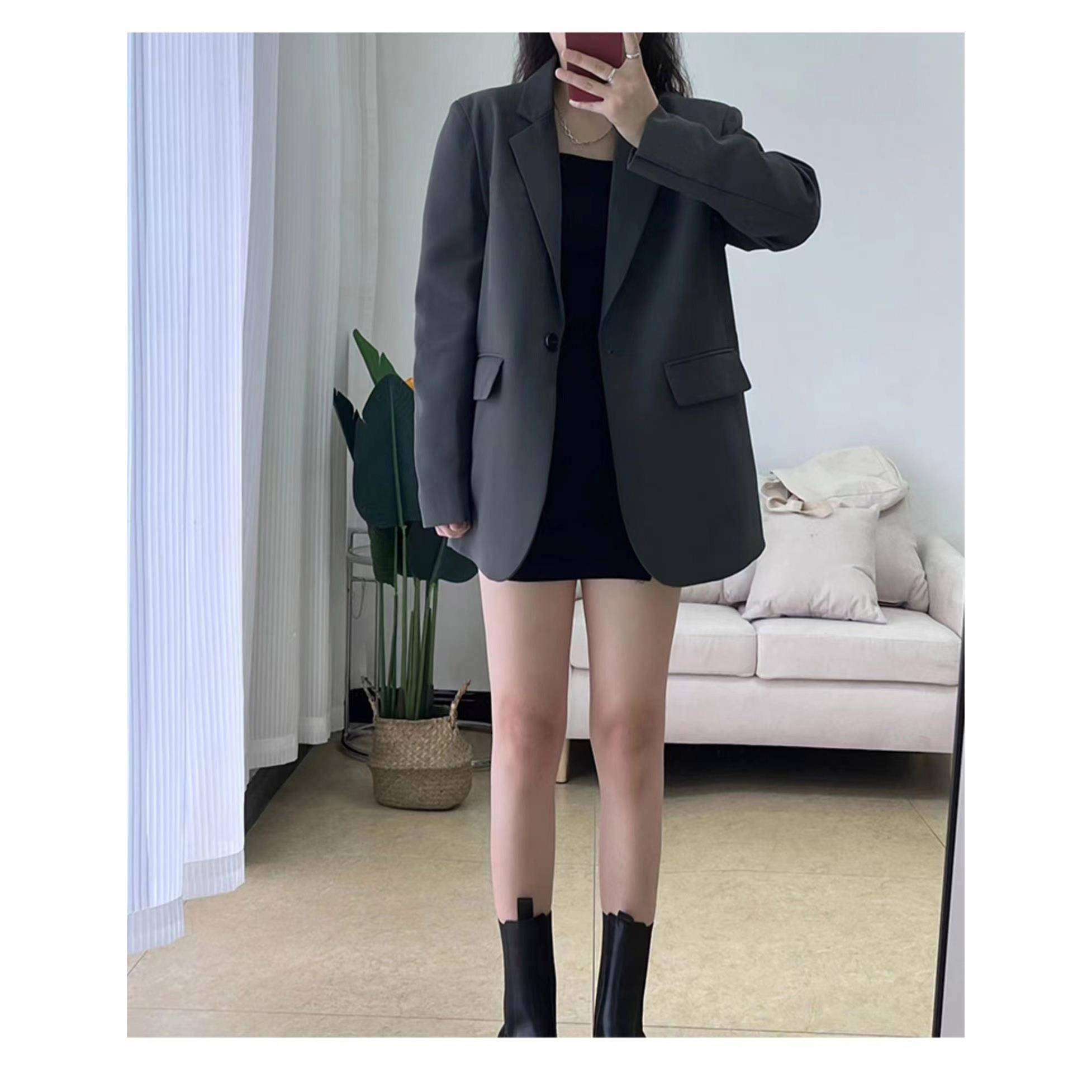 极速灰色西装外套女2026春秋新款高级感设计感小个子西服宽松休闲