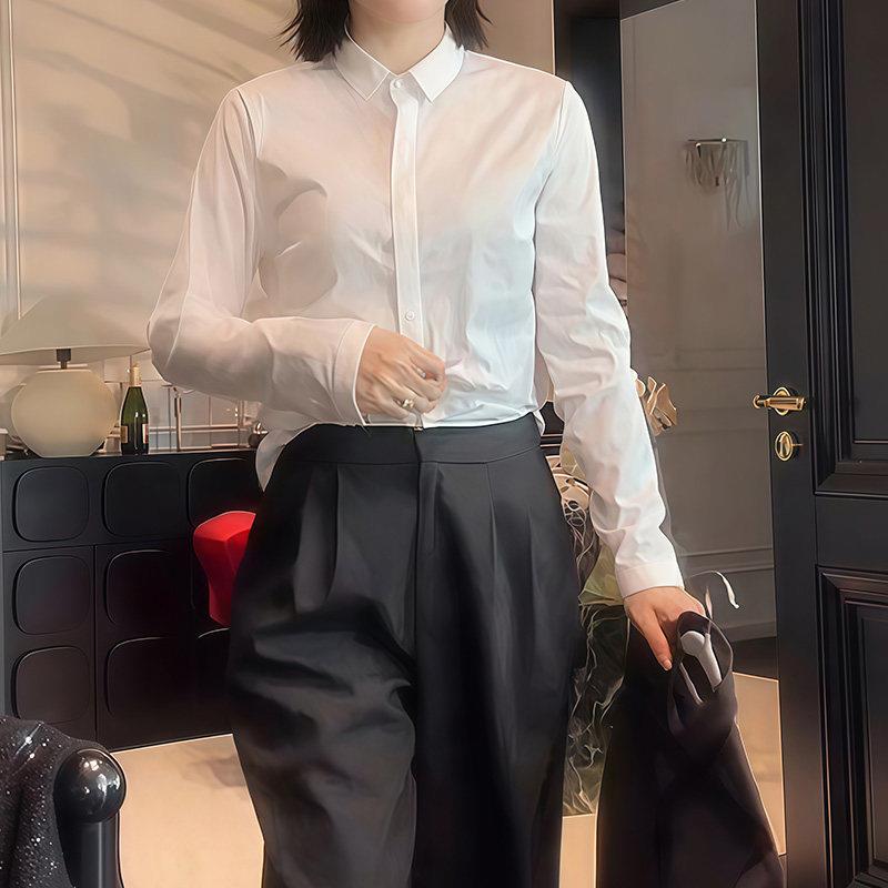 极速立领白色衬衫女长袖职业正装工作服气质上衣通勤工装女士白衬