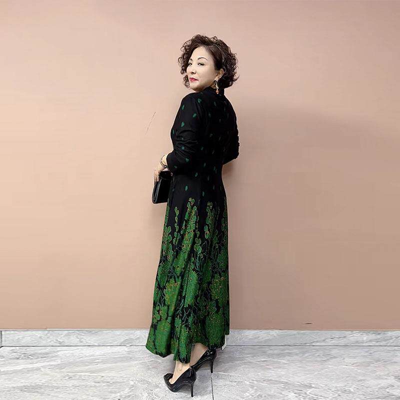 极速秋冬新款长袖连衣裙女中老年妈妈装大码宽松显瘦金貂绒高档大