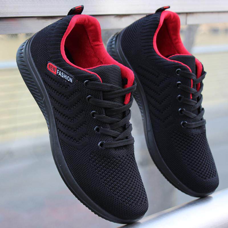 推荐男士黑色网鞋春季潮鞋休闲鞋软底鞋跑步鞋网眼鞋透气工作鞋防