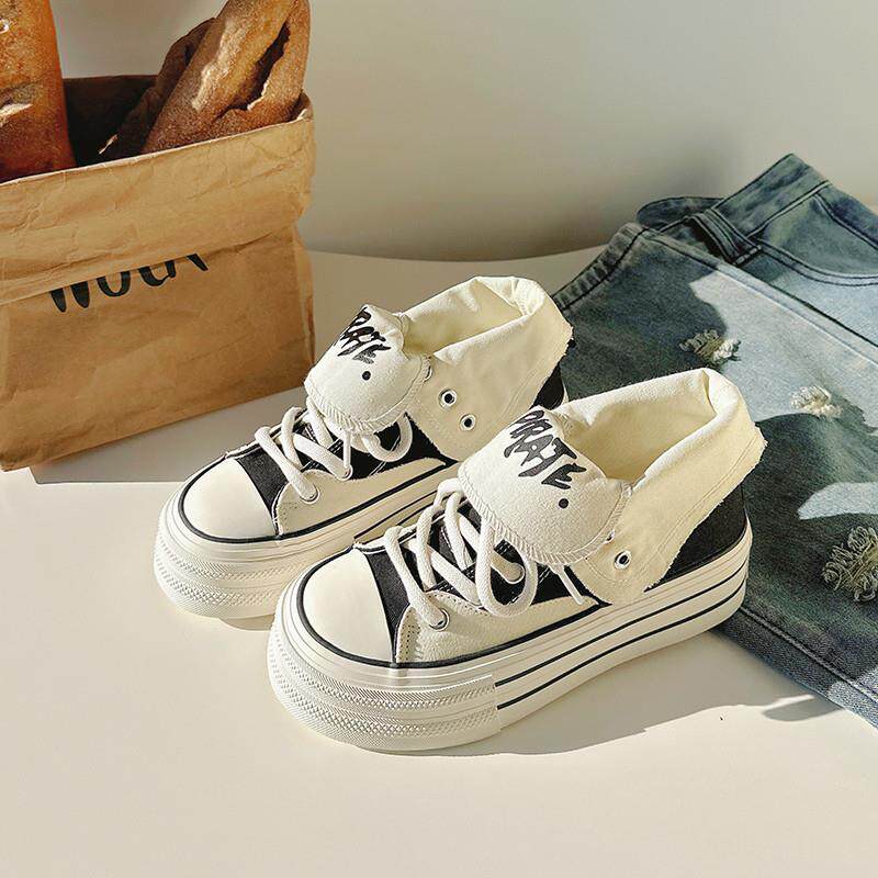 推荐两种穿法~红色厚底帆布鞋女百搭原创小众设计感鞋子2026春季