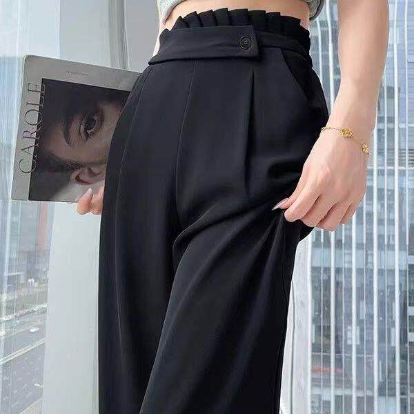 极速卡其色阔腿裤女2026秋季新款小个子高级感高腰垂感窄版休闲西