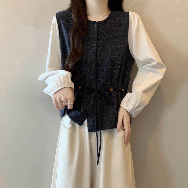 推荐高级感假两件正肩长袖