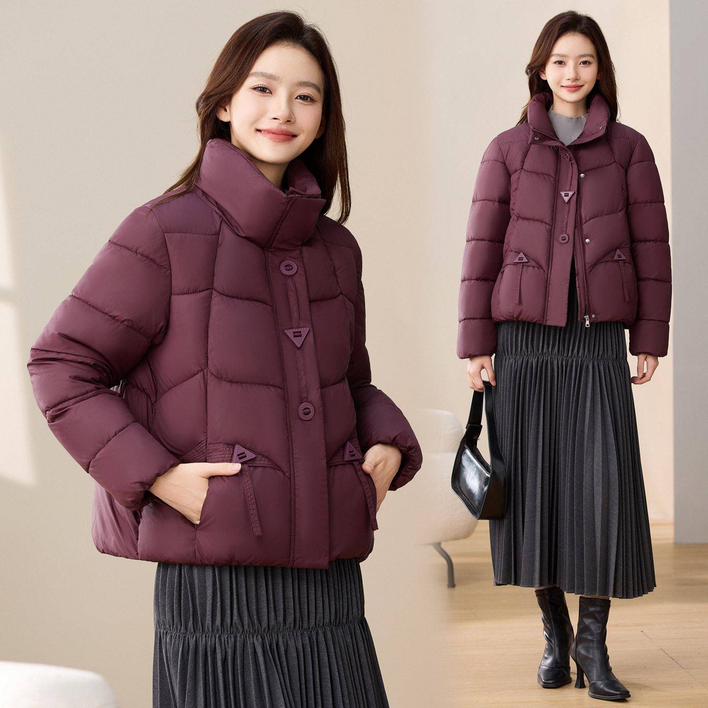 极速棉服时尚立领棉服女短款时尚百搭新款显瘦冬季小个子面包服厚