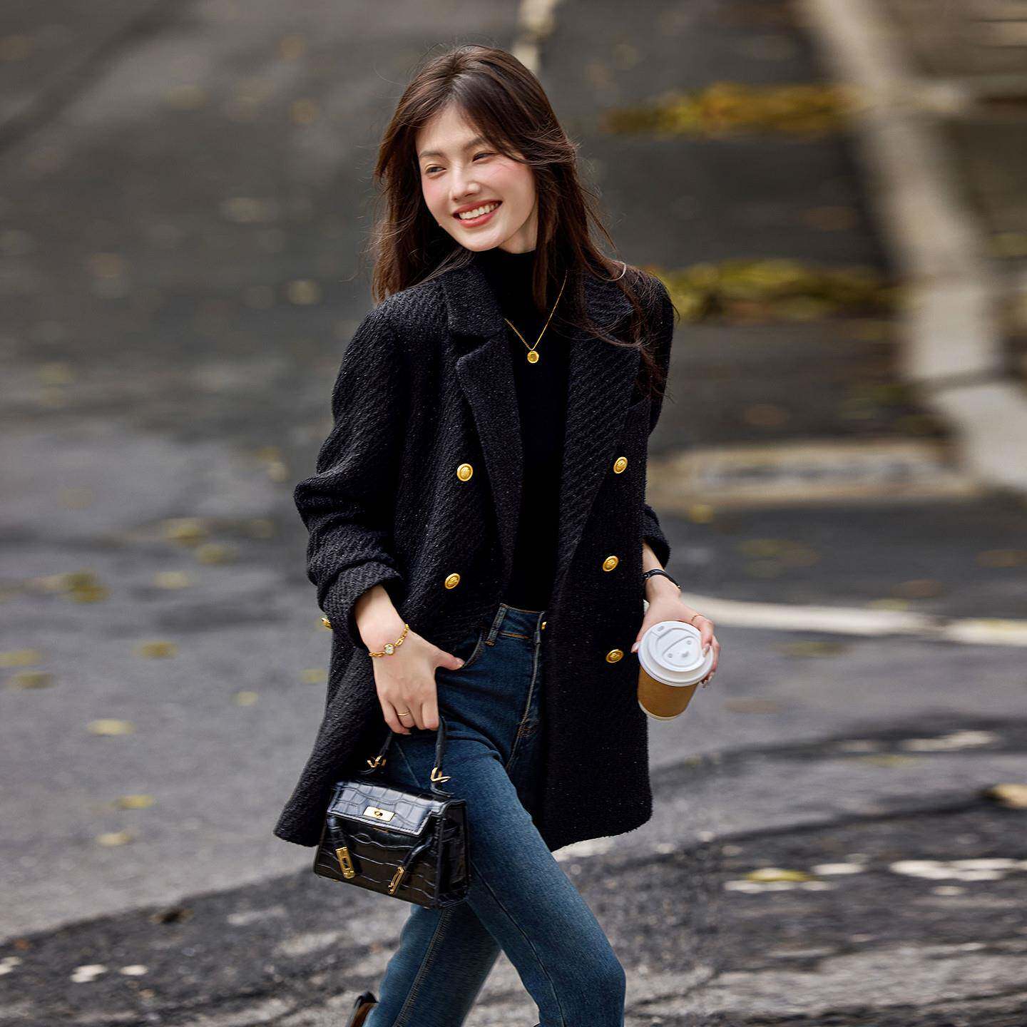 极速羽绒服女2026冬季新款小香风知性翻领加厚百搭通勤外套