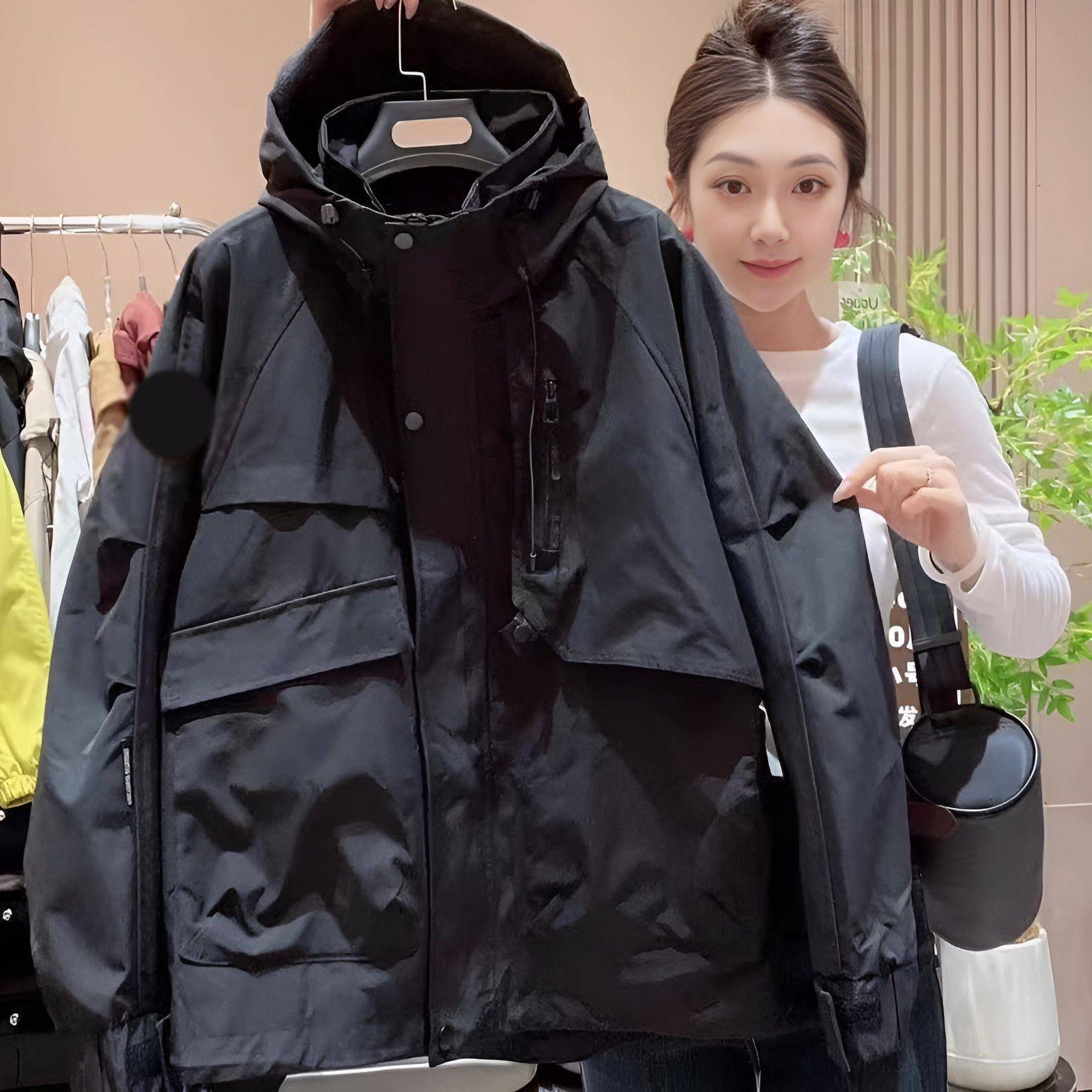 极速夹棉加厚保暖夹克棉服女2026冬季新款大码宽松百搭连帽冲锋衣