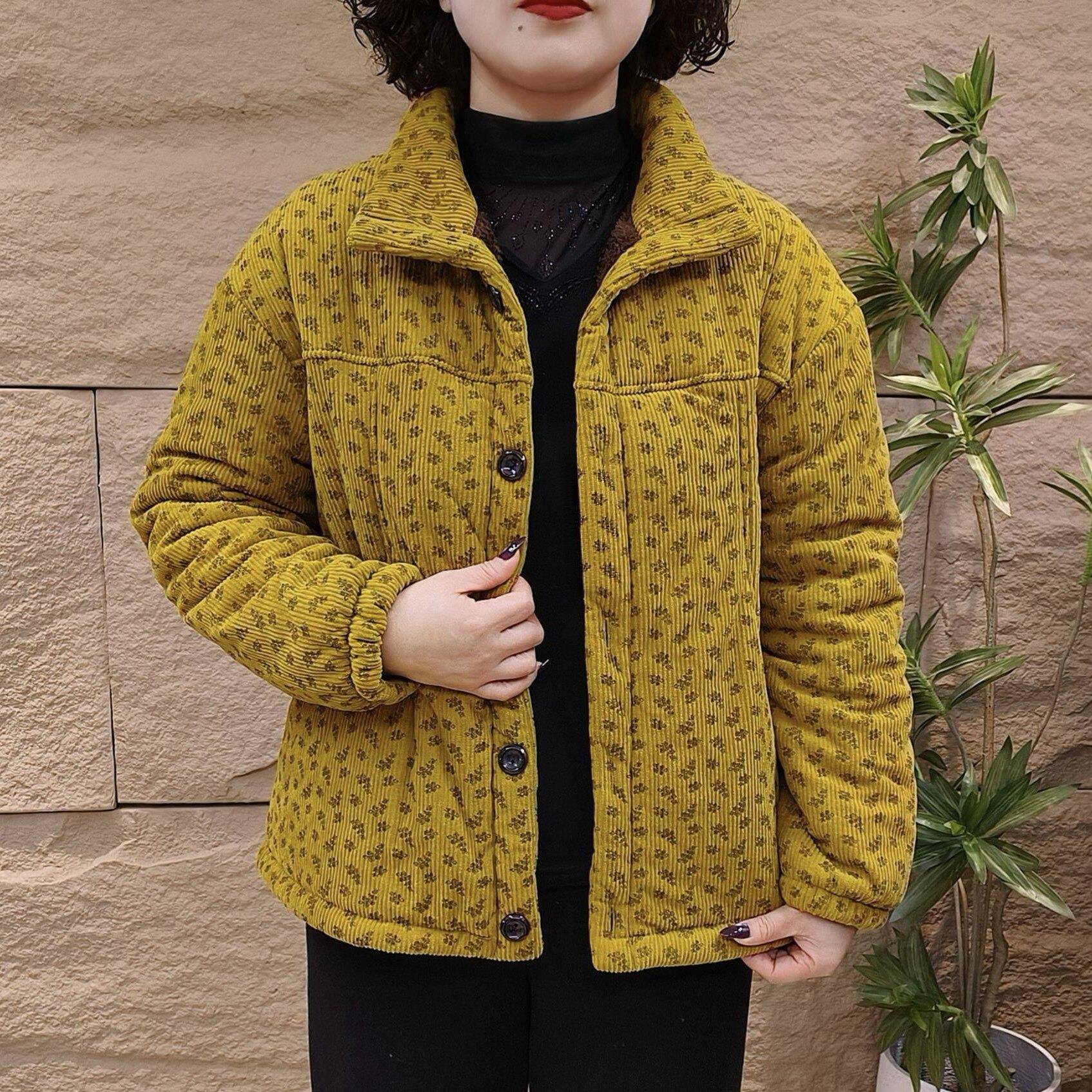 极速中老年女装妈妈轻便小棉袄加绒加厚保暖棉服冬装外套洋气碎花