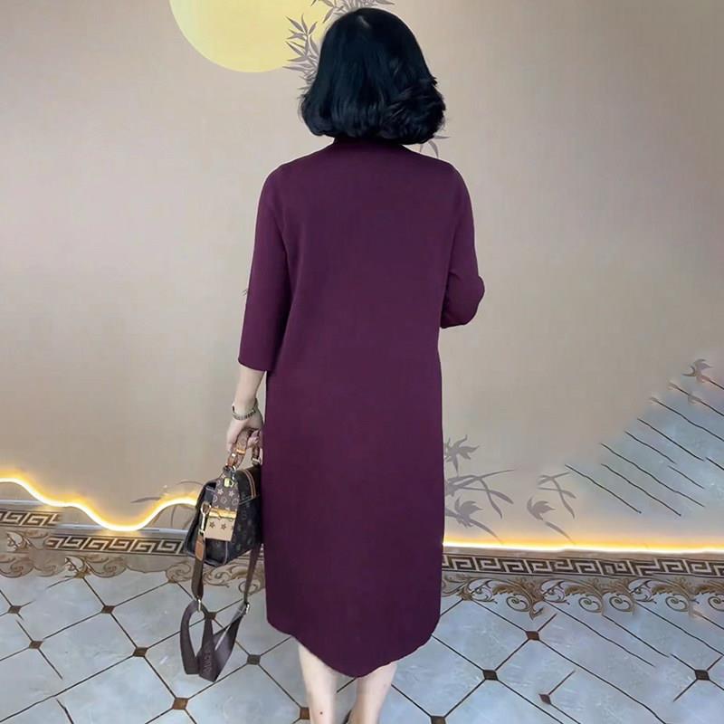 极速高贵妈妈连衣裙春秋大码旗袍立领喜婆婆婚礼服可穿晚礼服气质