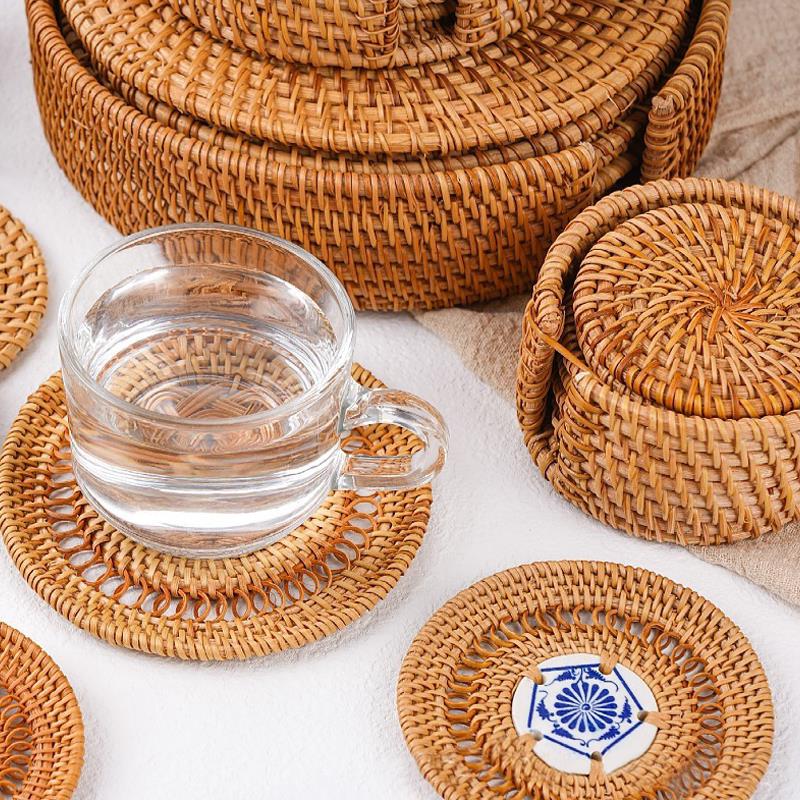 日式手工编制餐垫越南秋藤