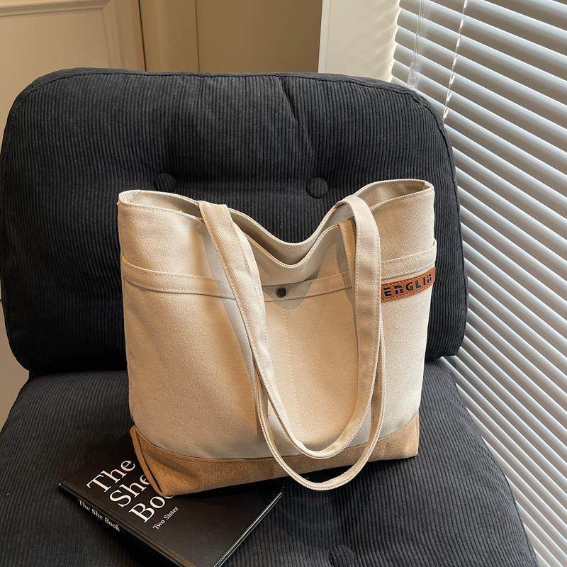 推荐大容量帆布托特包包女2025新款结实耐用拉链手提袋休闲上课单