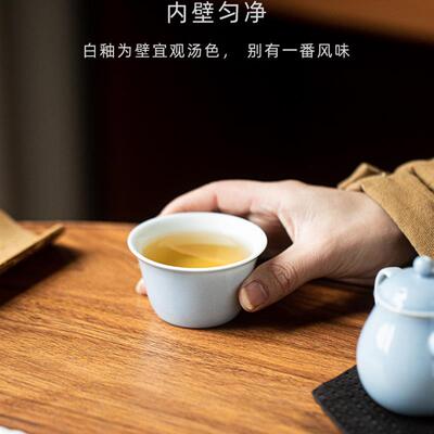 新品天蓝釉杯撇口马蹄杯原