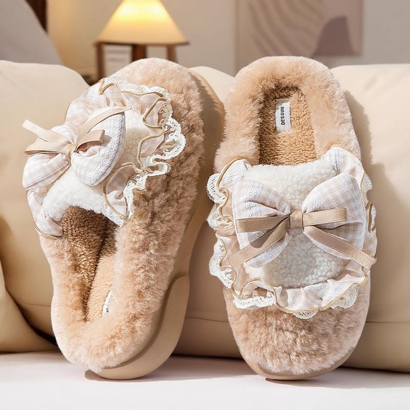 卡通蝴蝶结棉拖鞋女款2025