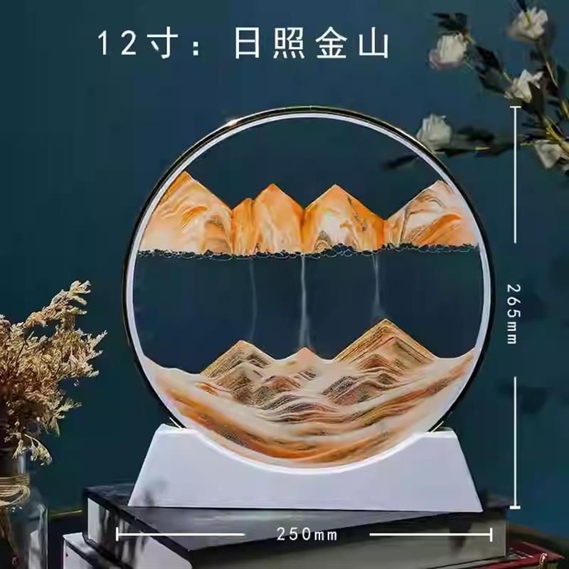 新品3D流沙画摆件创意艺术沙漏客厅办公室山水高档家居轻奢装饰品图片