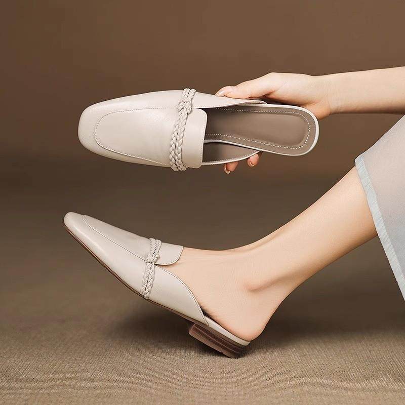 推荐~包头半拖鞋女夏外穿2025新款夏季女士凉鞋平底凉拖穆勒鞋,女鞋,包头拖,淘宝优惠券,粉丝福利购,淘宝优惠卷