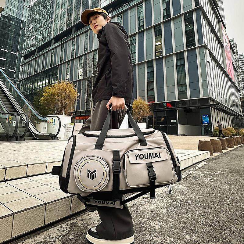 推荐双肩背旅行包女超大容量百搭手提包男士运动收纳健身包时尚登