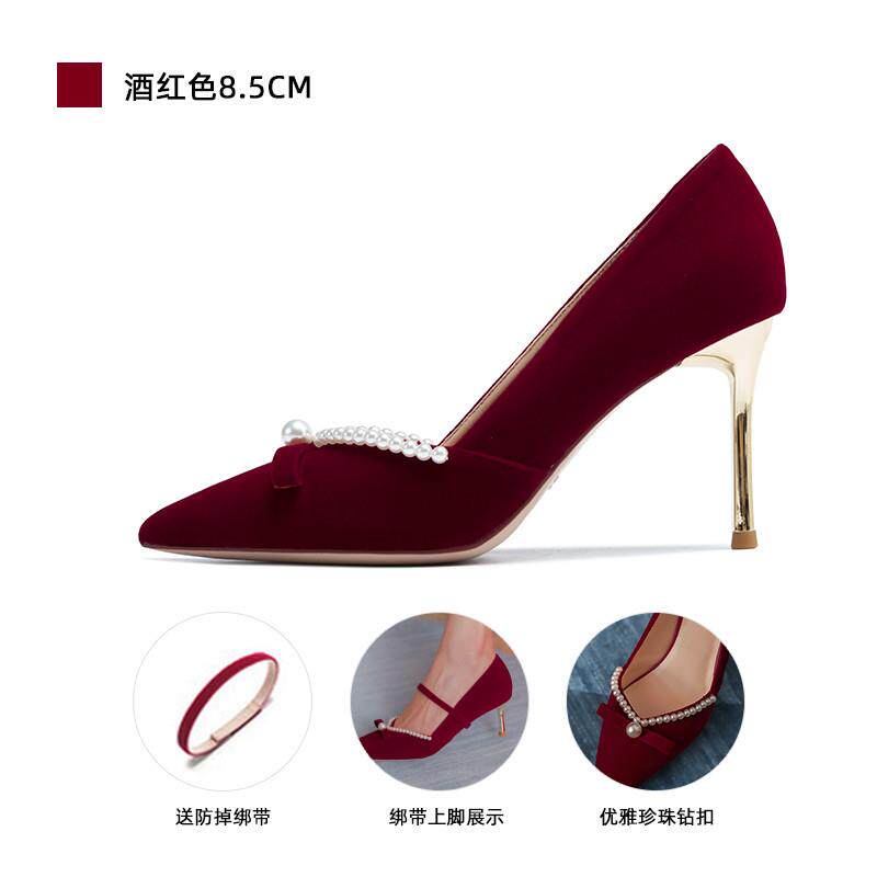 推荐红色结婚鞋女新款中式秀禾服婚纱两穿孕妇新娘鞋敬酒服高跟鞋