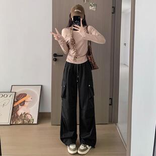 推荐白色工装裤女款秋季小个子美式直筒户外登山降空伞兵休闲运动