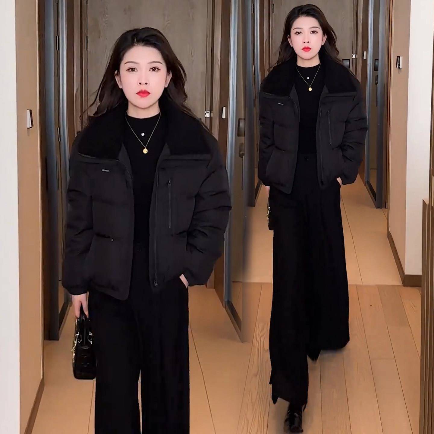 极速时尚羊羔毛领拼接棉服女2026冬季新款加厚保暖棉袄百搭洋气外