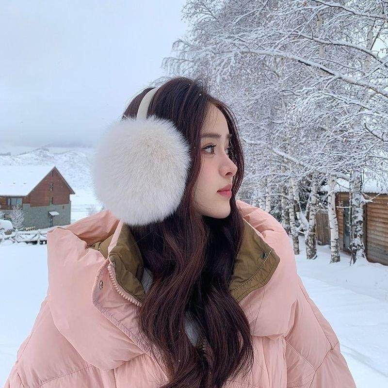 狐狸毛软萌可爱大号皮草耳捂子保暖防冻护耳冬耳罩女耳套耳暖