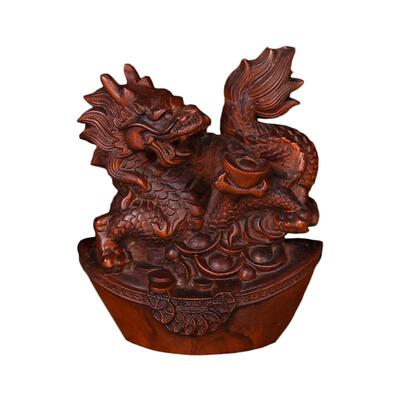 新品胡杨木雕龙摆件十二生