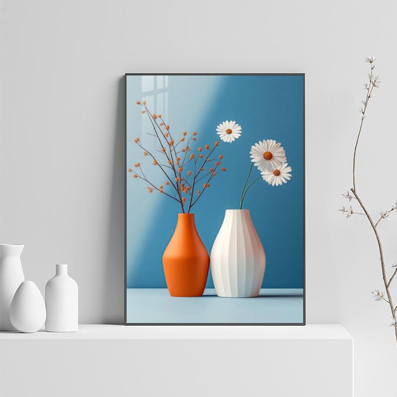 花瓶几何高档莫兰迪立体餐厅装饰画客厅壁画玄关走廊过道卧室挂画图片