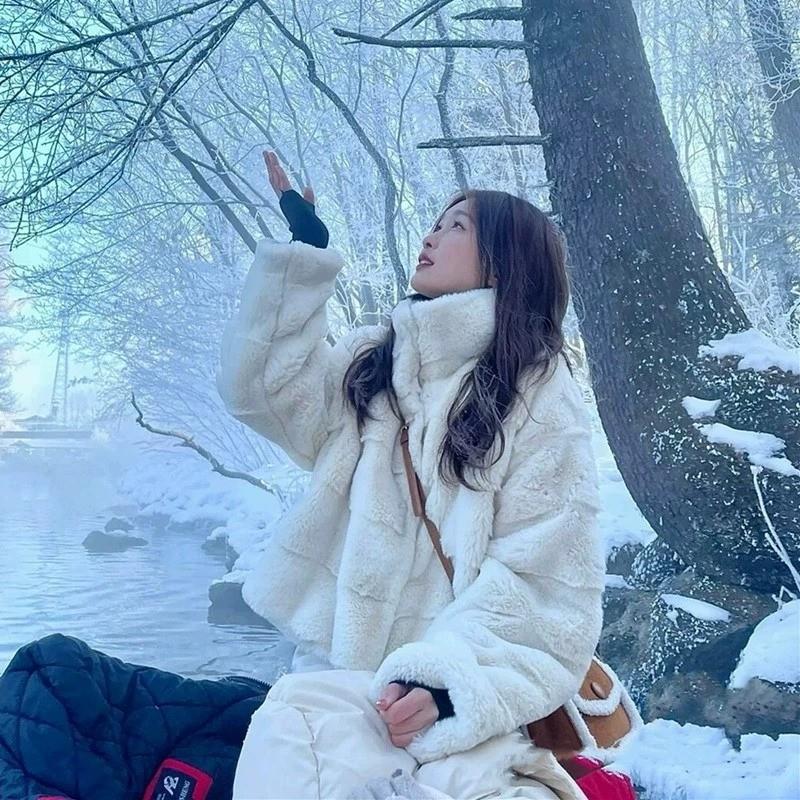 推荐兔毛皮草外套女短款20