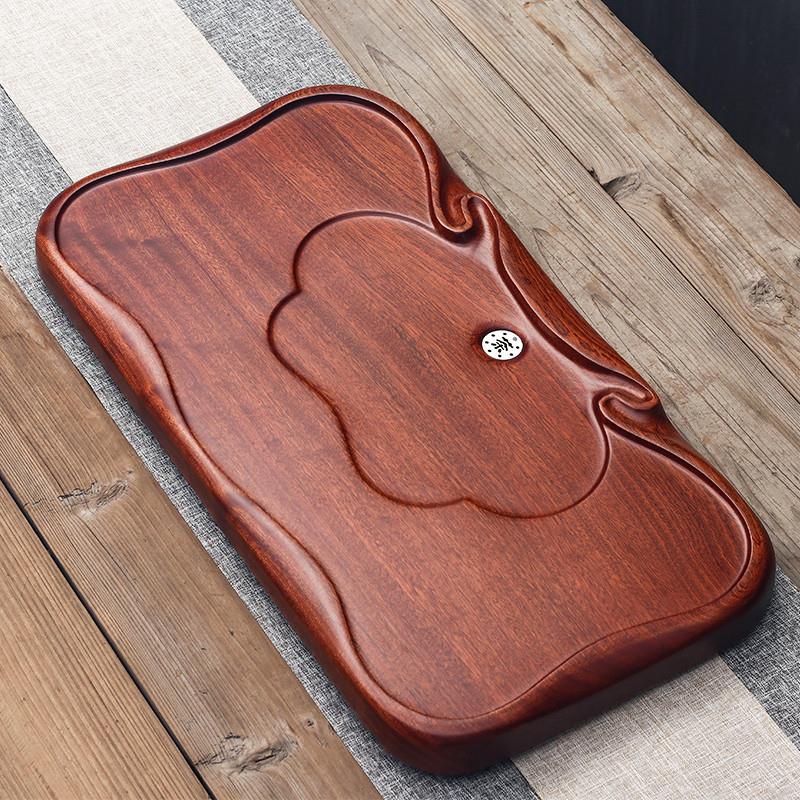 茶盘实木家用整块原红花梨功夫茶具套装简约排水客厅长方形小茶台