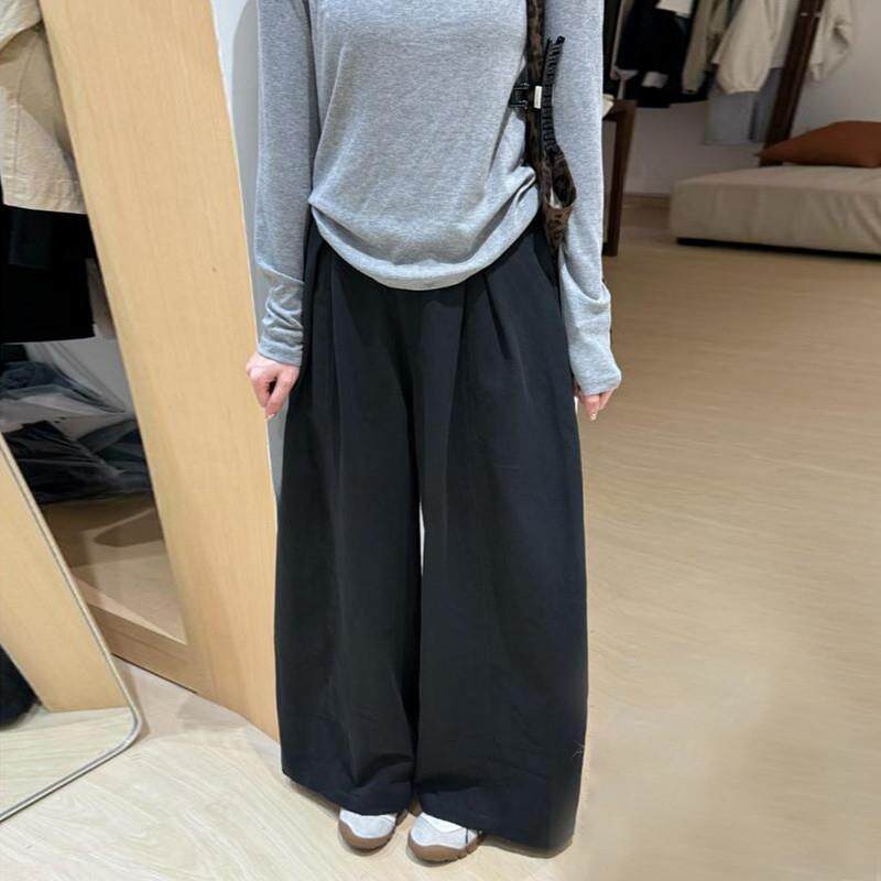 推荐大码胖mm韩系慵懒风休闲阔腿西装裤女秋季宽松显瘦垂感直筒九