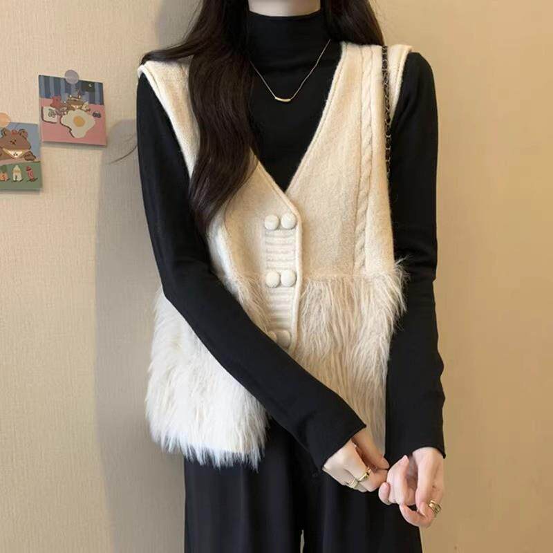 极速马甲女时髦洋气双排扣长毛毛流苏漂亮小香风针织马甲2026秋冬