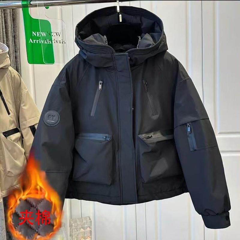 推荐夹棉连帽冲锋衣外套女2025秋冬新款大码胖MM宽松百搭时尚夹克