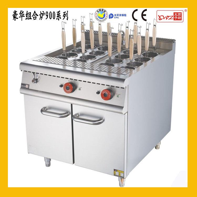 豪华不锈钢组合炉900系列商用HZ-EM-16立式16头电热煮面炉连柜座